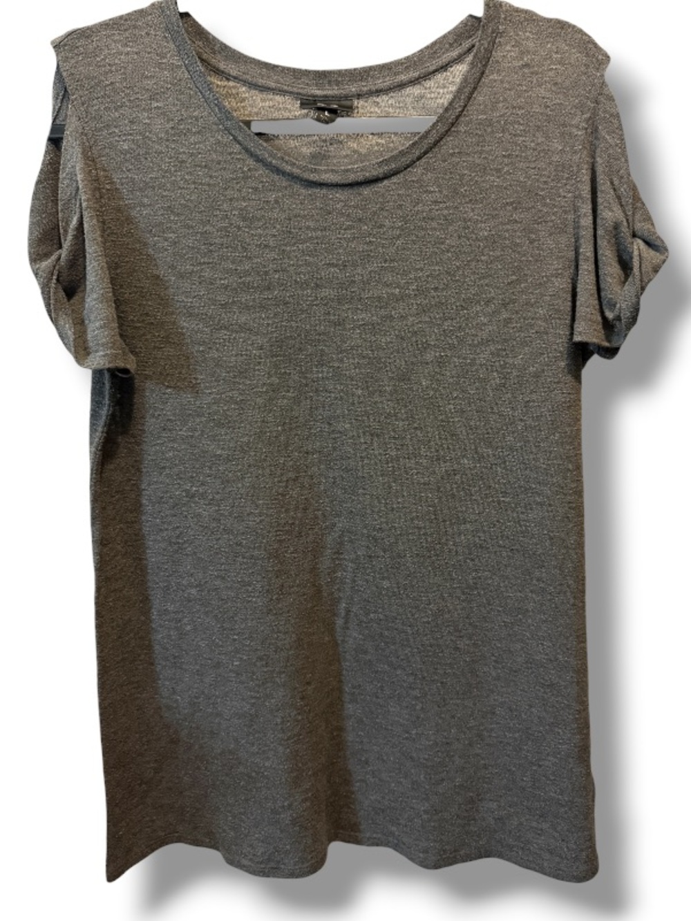Mossimo Women’s Gray Scoop Neck Top Twist Cold Shoulder Short Sleeve